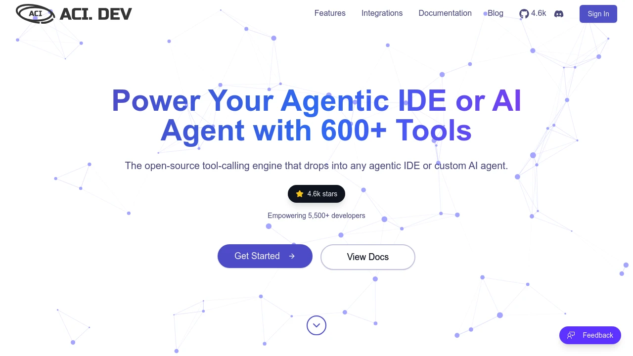Screenshot of ACI.dev website