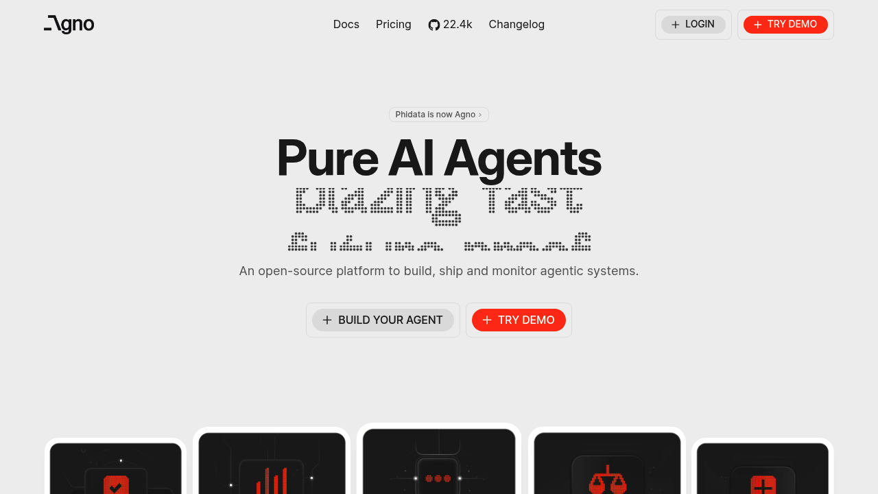 Screenshot of Agno website