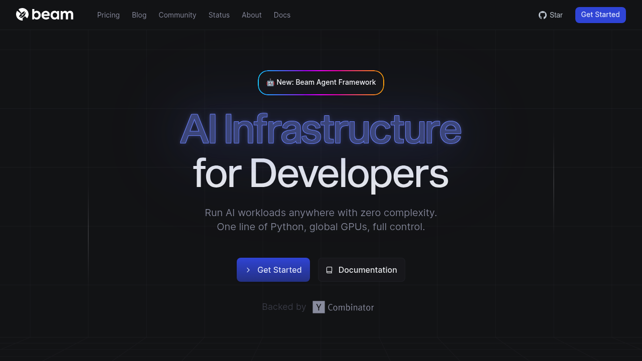 Screenshot of Beam website