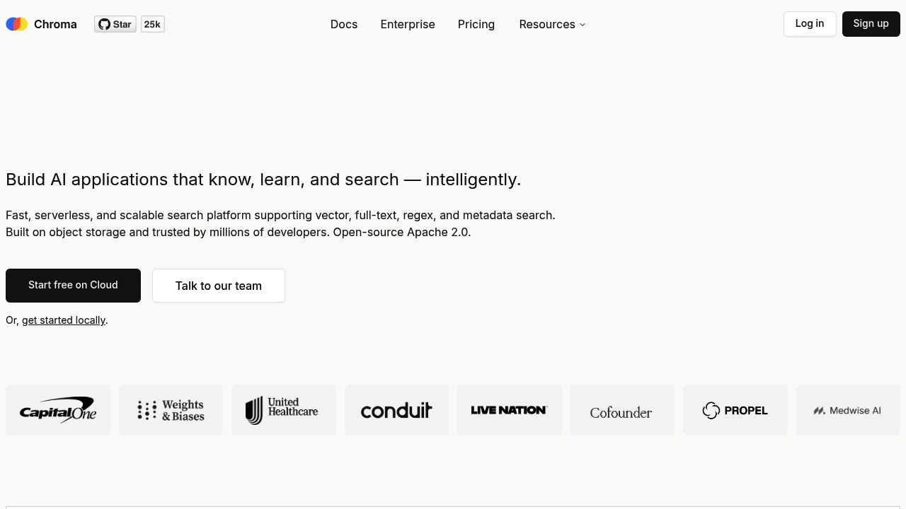 Screenshot of Chroma website