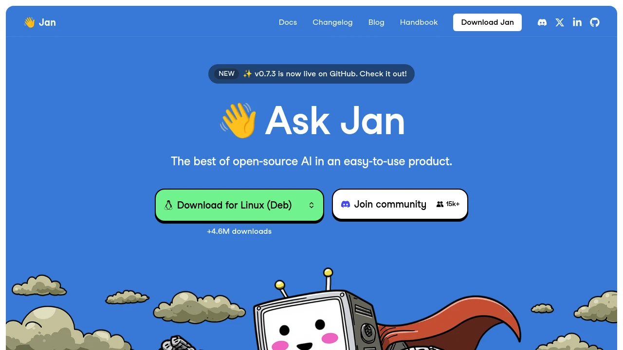 Screenshot of Jan website