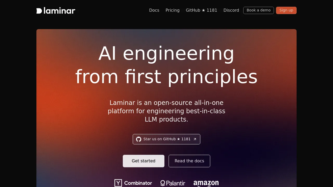 Screenshot of Laminar website