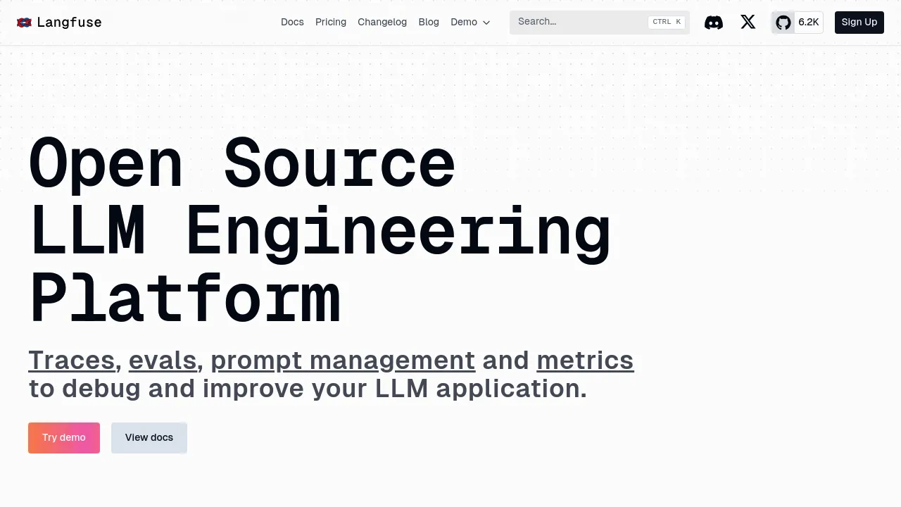 Screenshot of Langfuse website