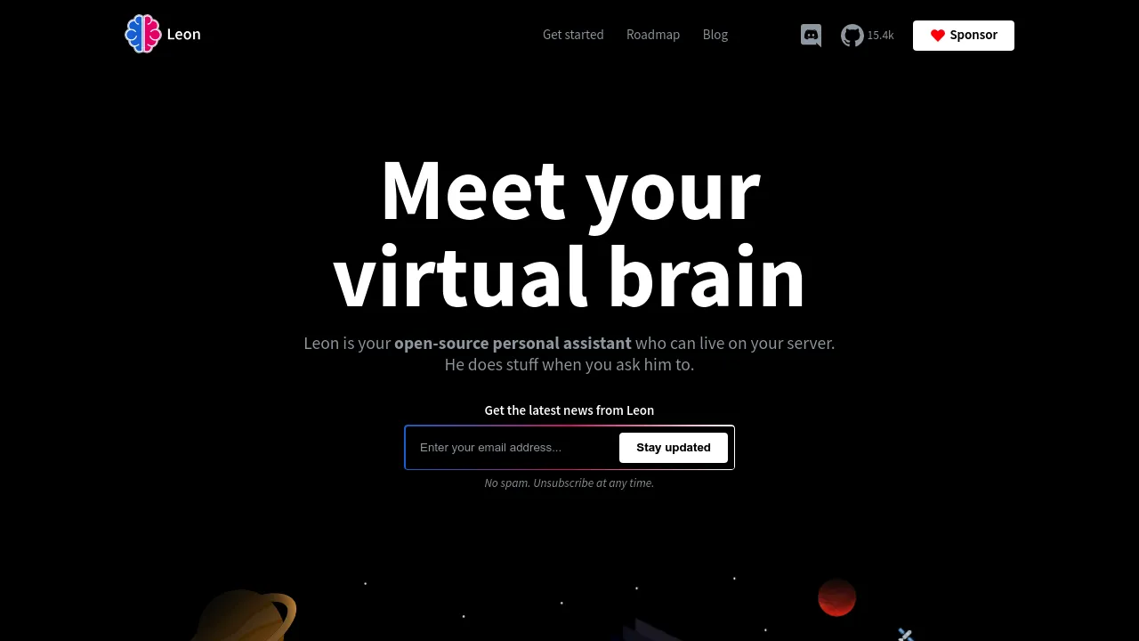 Screenshot of Leon website