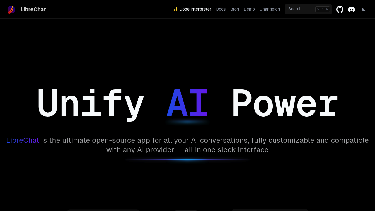 Screenshot of LibreChat website
