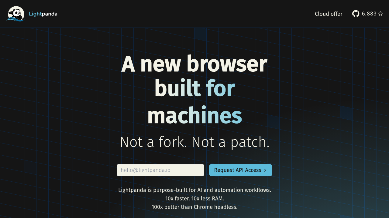Screenshot of Lightpanda website