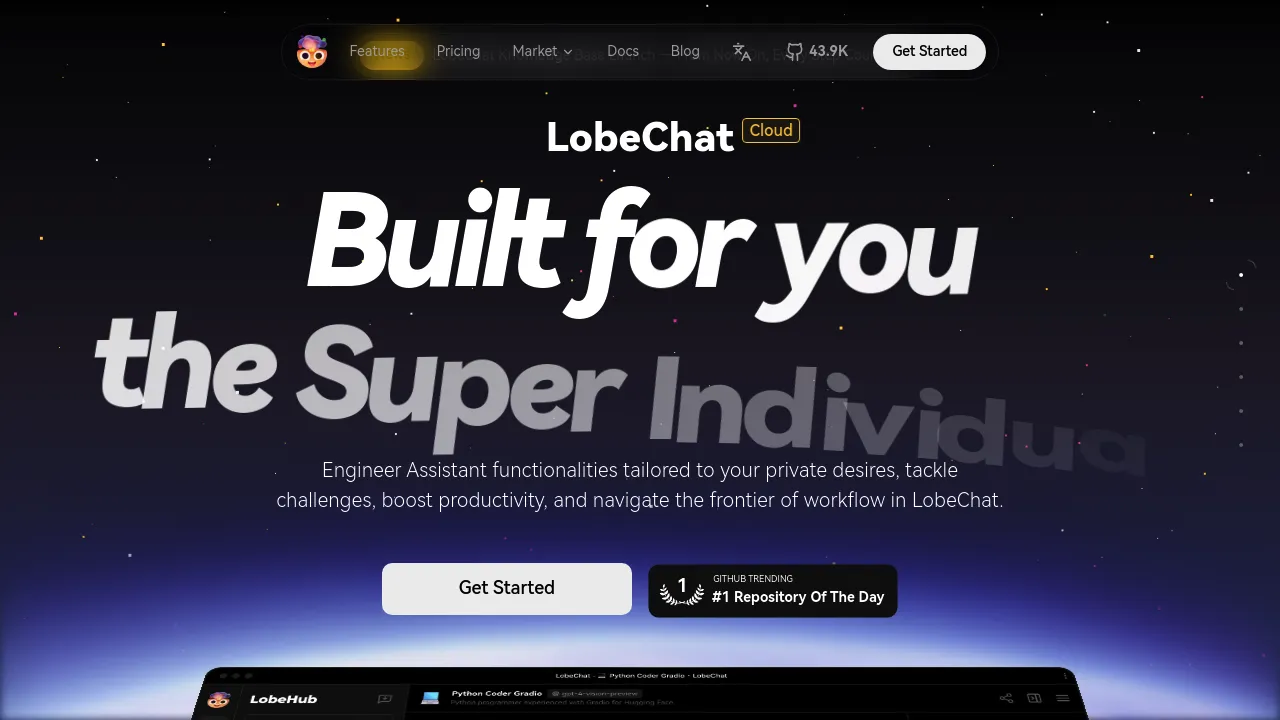 Screenshot of LobeChat website