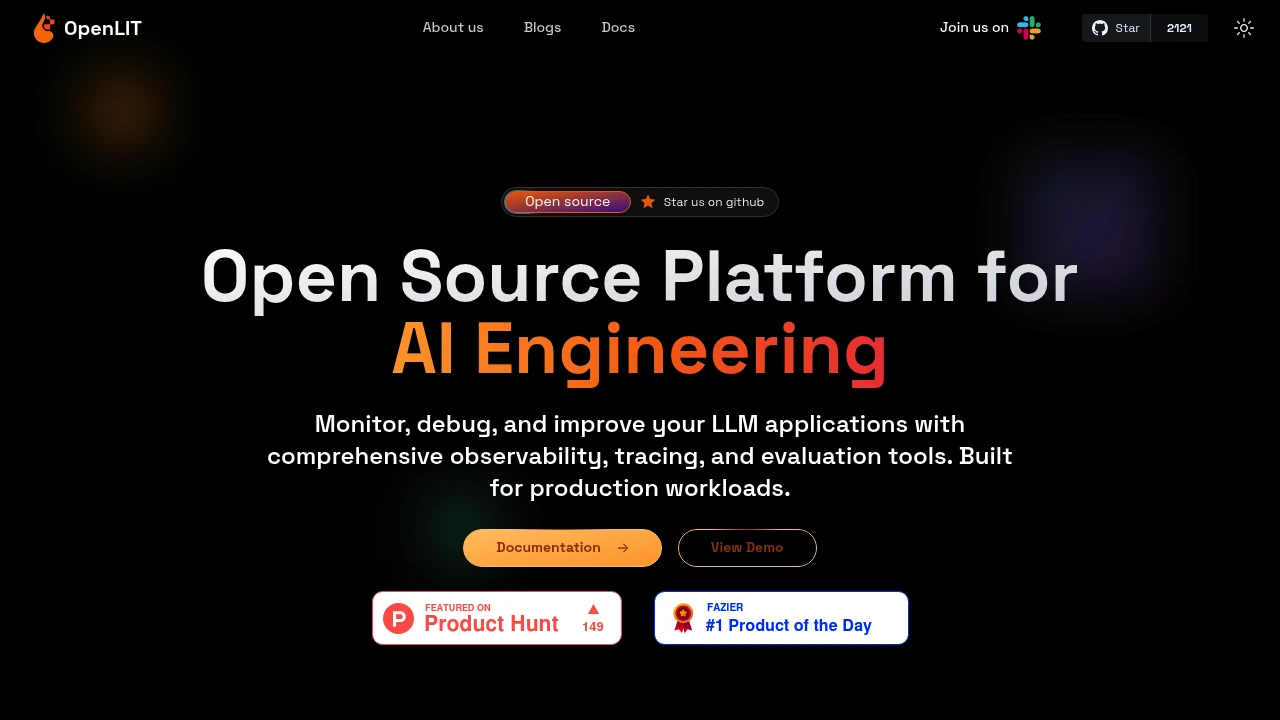 Screenshot of OpenLIT website