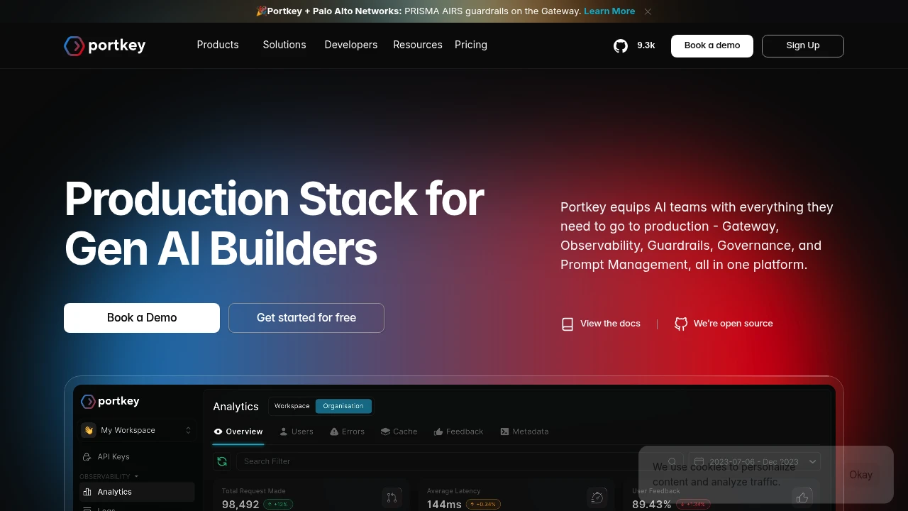 Screenshot of Portkey AI Gateway website
