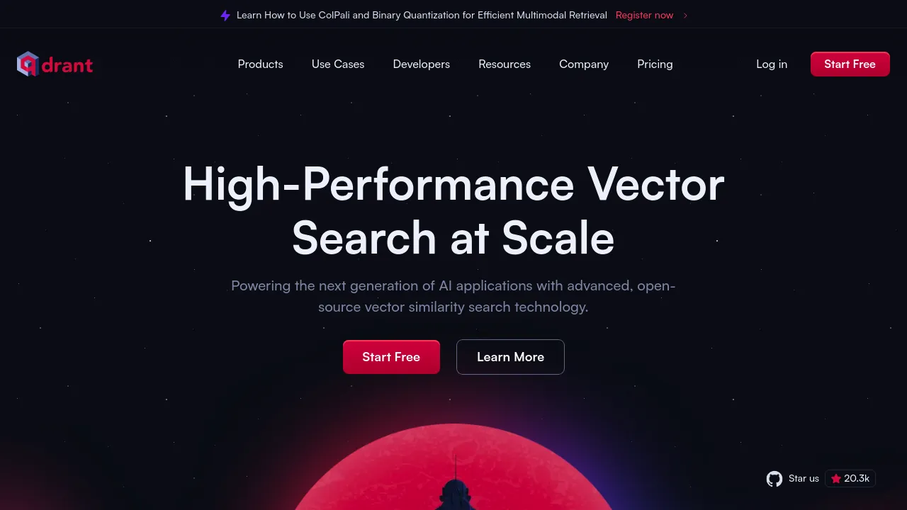 Screenshot of Qdrant website