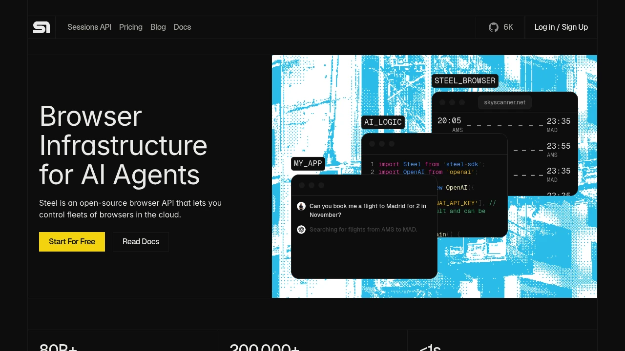 Screenshot of Steel website