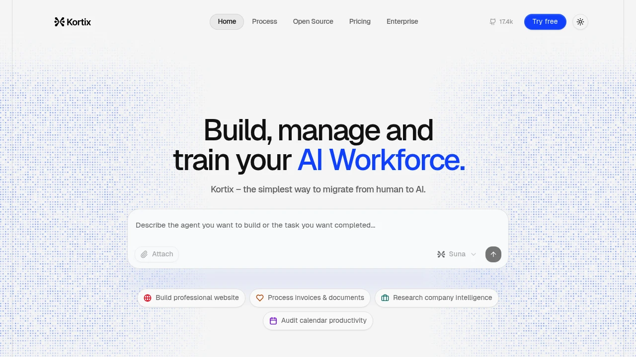 Screenshot of Suna website