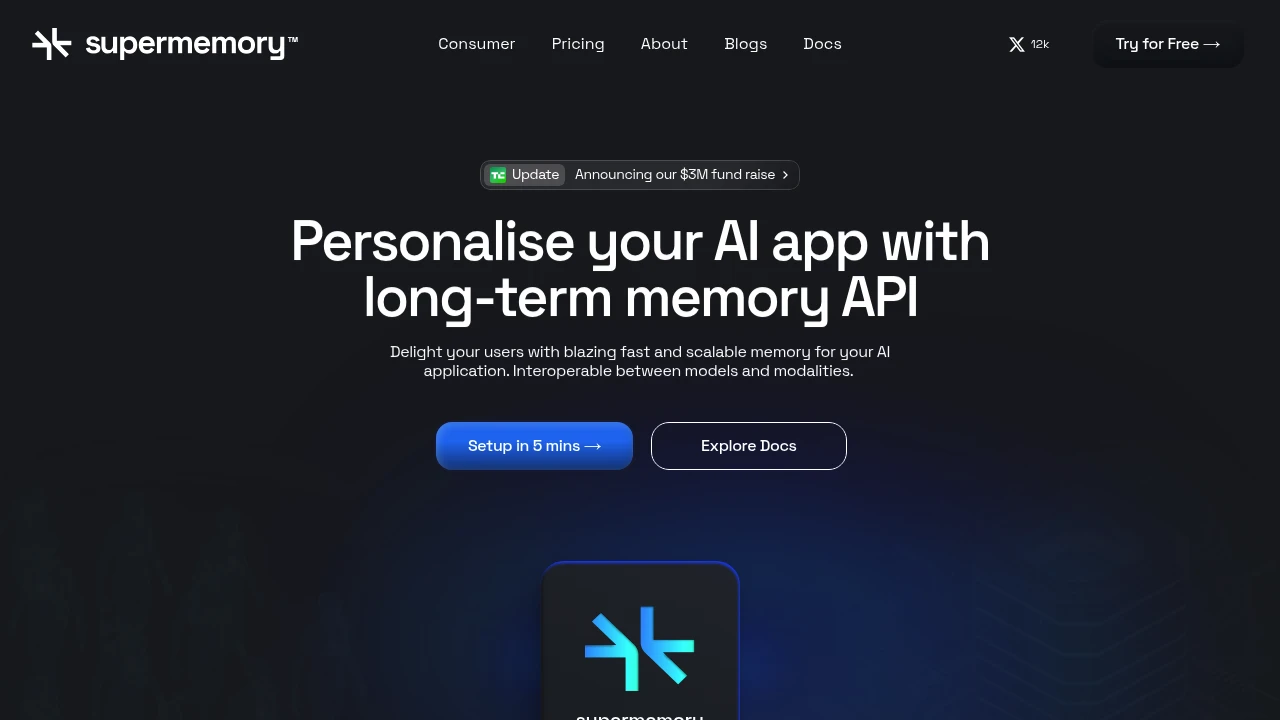 Screenshot of Supermemory website