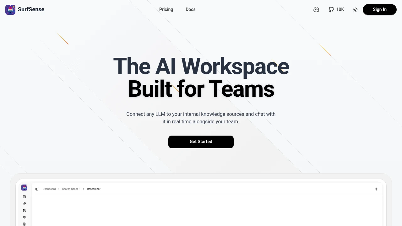 Screenshot of SurfSense website